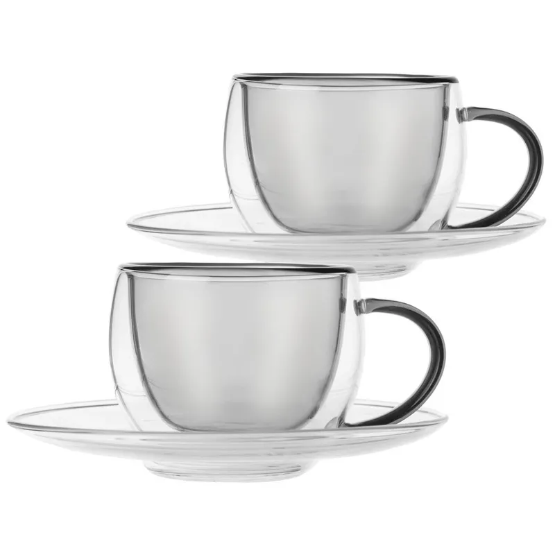Filiżanki Termiczne Ze Spodkiem Z Podwójną Ścianką Do Kawy Espresso MEBLIVA