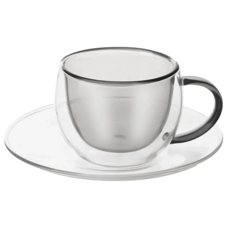 Filiżanki Termiczne Ze Spodkiem Z Podwójną Ścianką Do Kawy Espresso MEBLIVA
