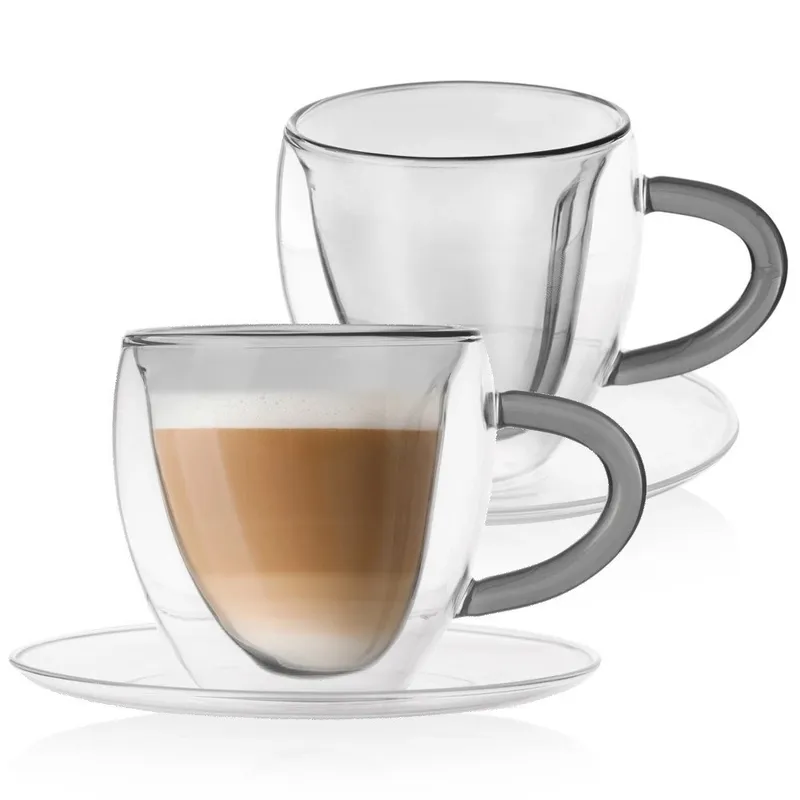 Filiżanki Termiczne DOUBLE 160 ml Borokrzemowe Z Uchwytem 2 szt. MEBLIVA