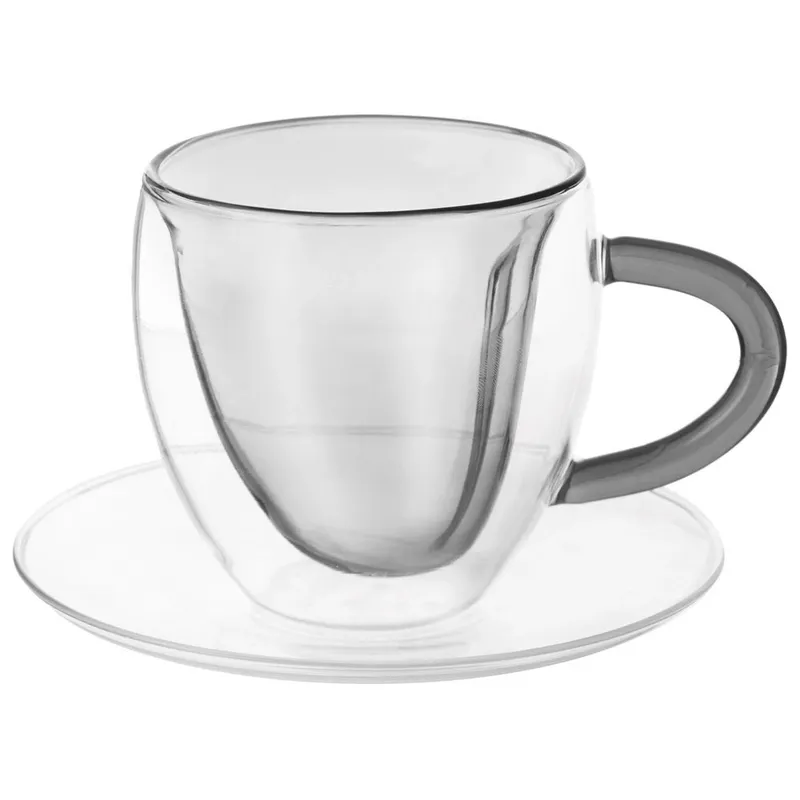Filiżanki Termiczne DOUBLE 160 ml Borokrzemowe Z Uchwytem 2 szt. MEBLIVA
