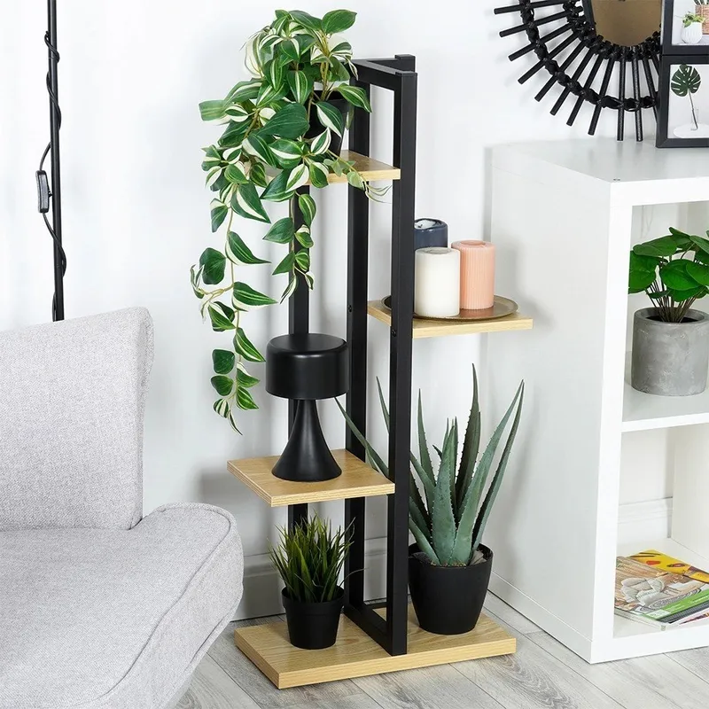 Kwietnik Stojak Na Kwiaty 4-POZIOMOWY Kaskada Metalowy Loft 93 cm GARDIVA