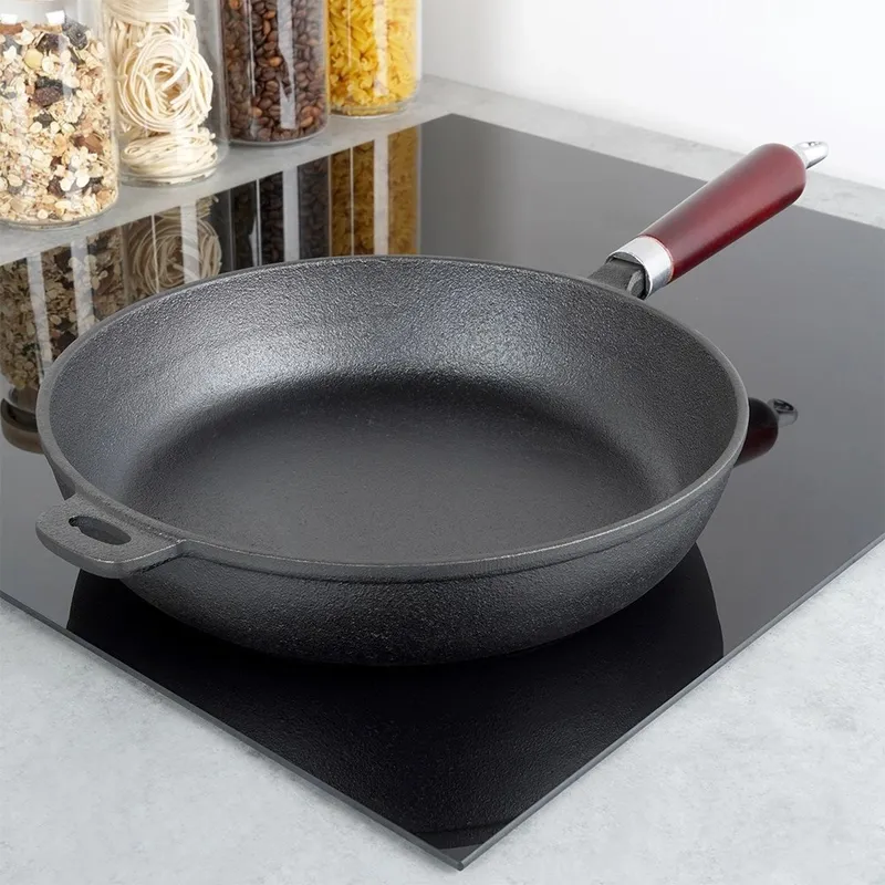 Patelnia Żeliwna Do Smażenia Duszenia Gaz Indukcja Solidna 28 cm MEBLIVA