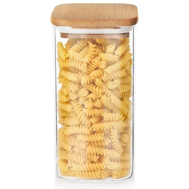 Pojemnik Na Makaron Płatki Mąkę Szklany Z Pokrywką Uszczelką 1,5 l MEBLIVA
