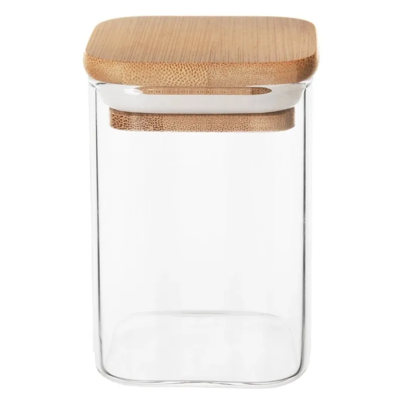 Pojemnik Szklany Kwadratowy Sypkie 200 ml Z Uszczelką 8,5 x 6 cm MEBLIVA