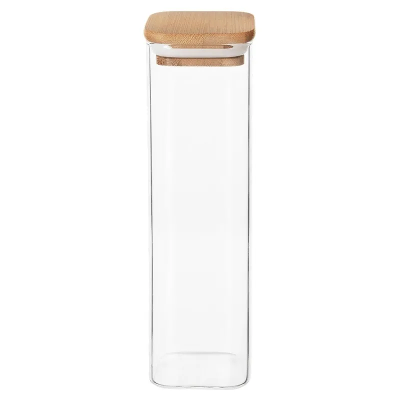 Pojemnik Szklany Kwadratowy Sypkie 600 ml Z Uszczelką 21 x 6 cm MEBLIVA