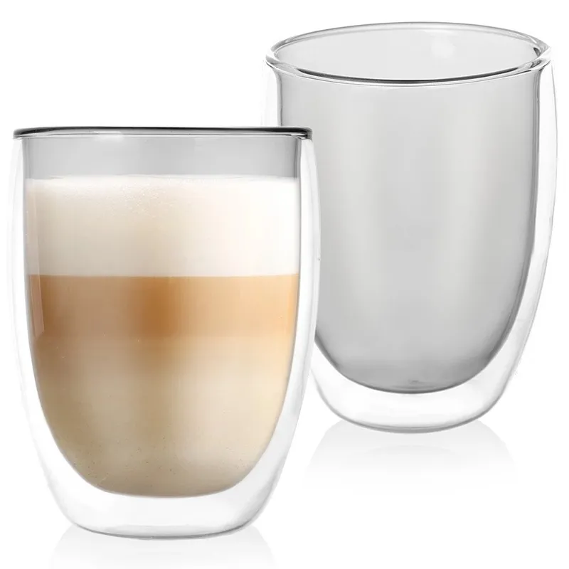 Szklanki Termiczne Latte Zestaw 2 szt. 370 ml Podwójna Ścianka MEBLIVA
