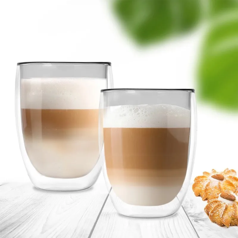 Szklanki Termiczne Latte Zestaw 2 szt. 370 ml Podwójna Ścianka MEBLIVA