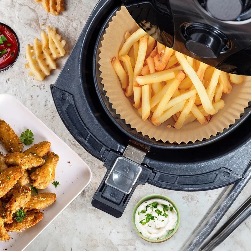Wkład Do Frytkownicy Air Fryer 100 szt. Pergaminowy Okrągły 16 cm MEBLIVA