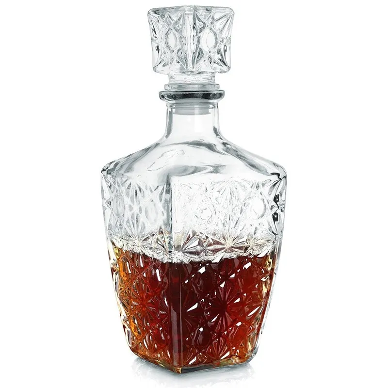 Karafka Do Whisky EXCELLENT Szklana 830 ml Zdobiona Korek Prezent MEBLIVA