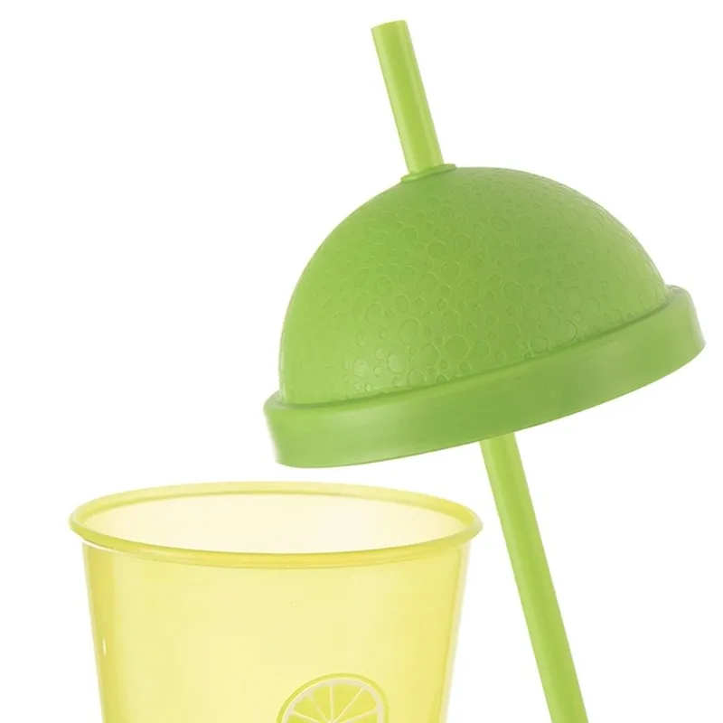 Kubek Z Pokrywką I Słomką 450 ml Nietłukący Do Napojów MEBLIVA - Zielony