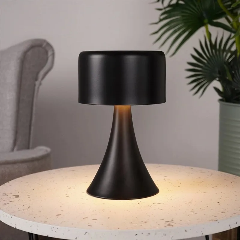 Lampka Nocna LED Metalowa Bezprzewodowa Stołowa Solidna MEBLIVA - Czarna