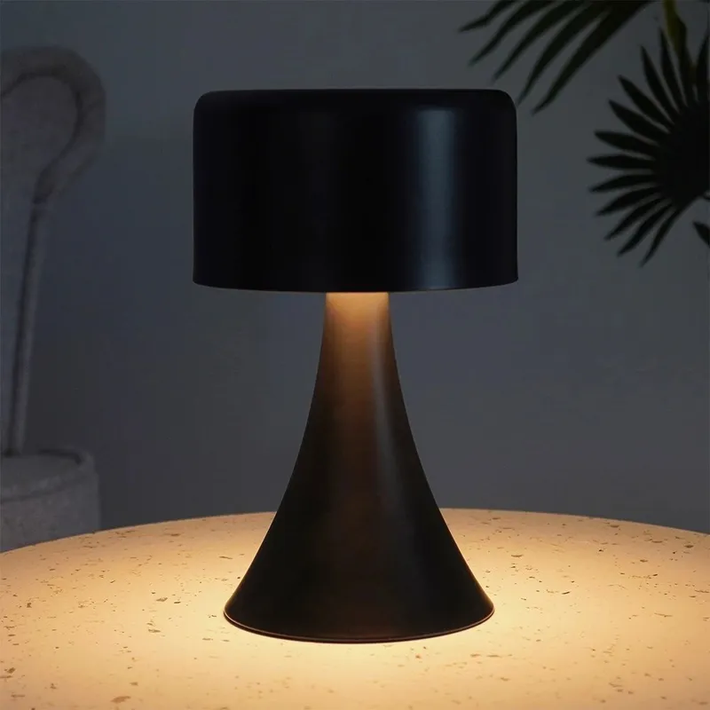 Lampka Nocna LED Metalowa Bezprzewodowa Stołowa Solidna MEBLIVA - Czarna