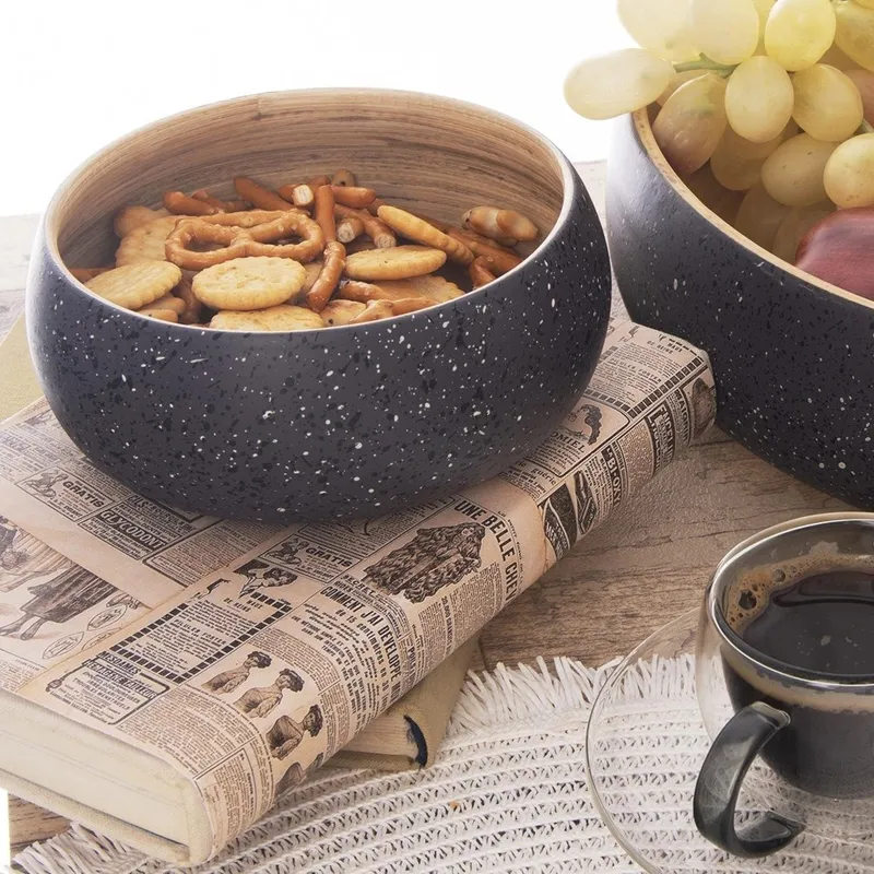 Miska Bambusowa 14 cm 550 ml Naturalna Dekoracyjna Ręcznie Robiona MEBLIVA