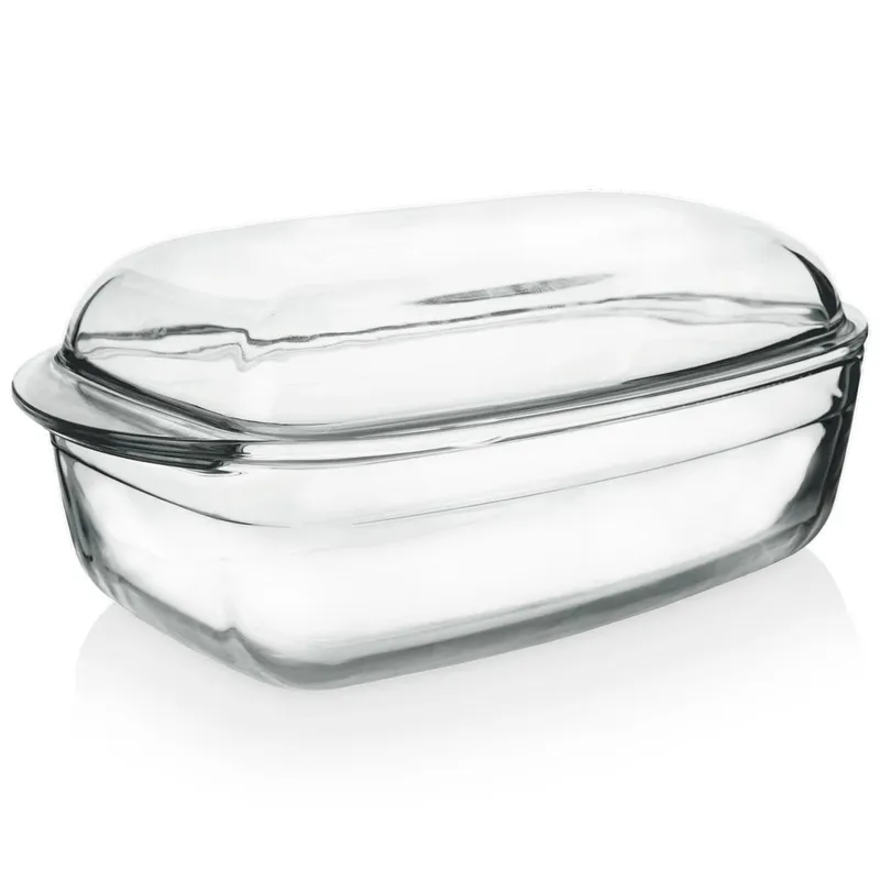 Naczynie Żaroodporne Z Pokrywką Do Piekarnika Szklane 32,5x19x13 cm MEBLIVA