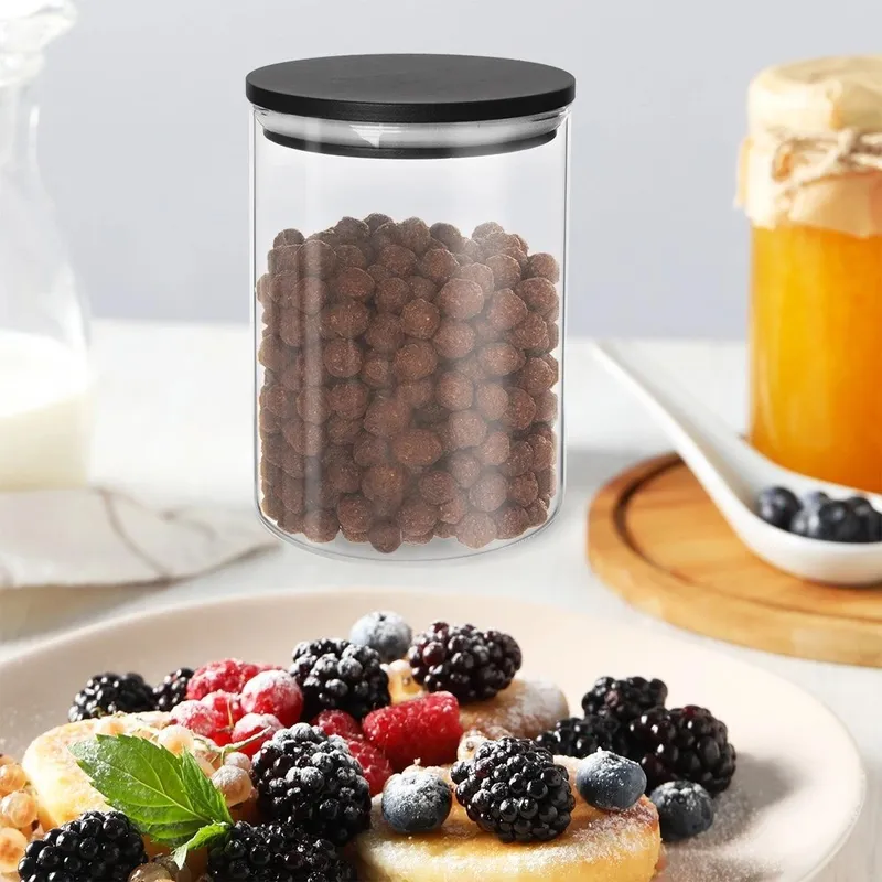 Pojemnik Szklany Sypkie Produkty 600 ml Z Uszczelką 12 x 9 cm MEBLIVA