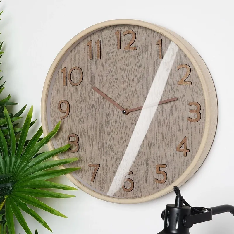 Zegar Ścienny Wiszący Okrągły Dekoracyjny Ozdobny 38 cm MEBLIVA - Brązowy