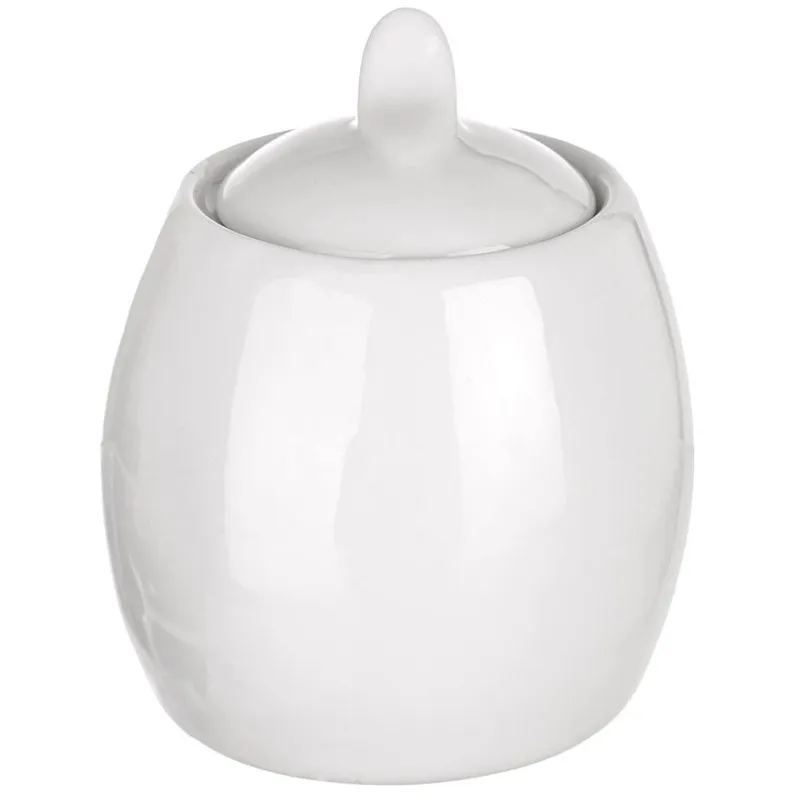 Cukierniczka Porcelanowa MONA 240 ml Z Pokrywką Nowoczesna MEBLIVA - Biała
