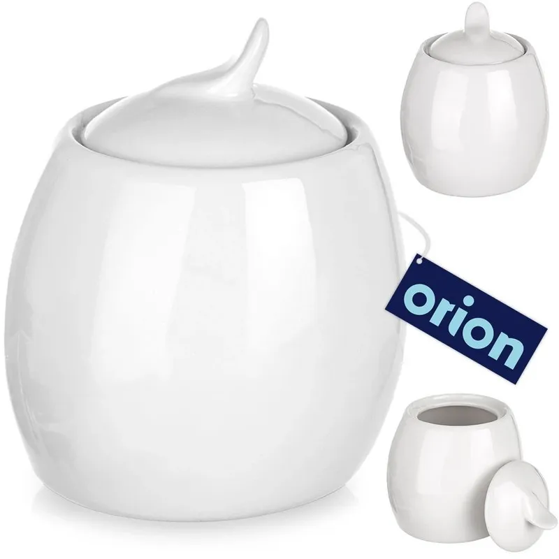 Cukierniczka Porcelanowa MONA 240 ml Z Pokrywką Nowoczesna MEBLIVA - Biała