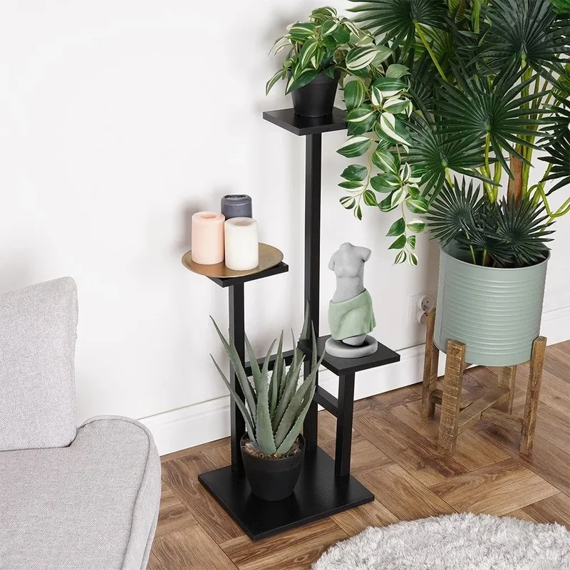 Kwietnik Stojak Na Kwiaty 4-POZIOMOWY Kaskada Metalowy Loft 84 cm GARDIVA