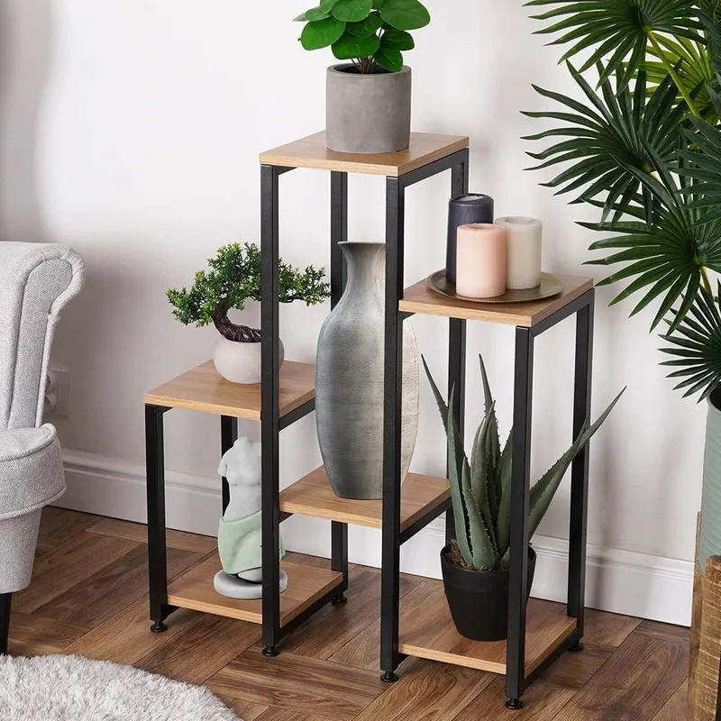 Kwietnik Stojak Na Kwiaty 6-POZIOMOWY Kaskada Metalowy Loft 80 cm GARDIVA