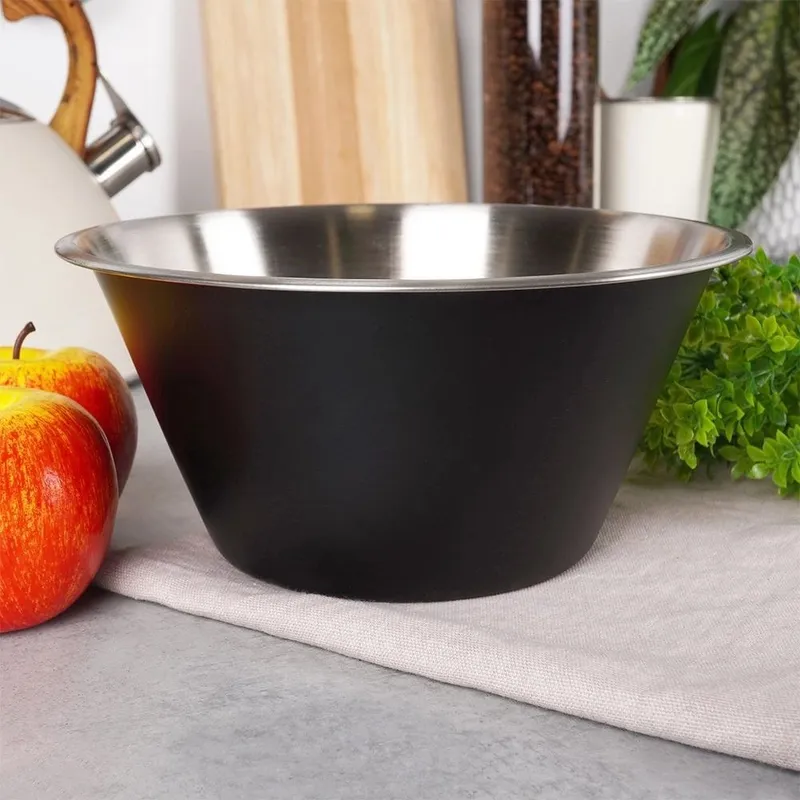Miska Kuchenna Do Surówek Sałatek Przekąsek Stalowa 22 cm MEBLIVA - Czarna