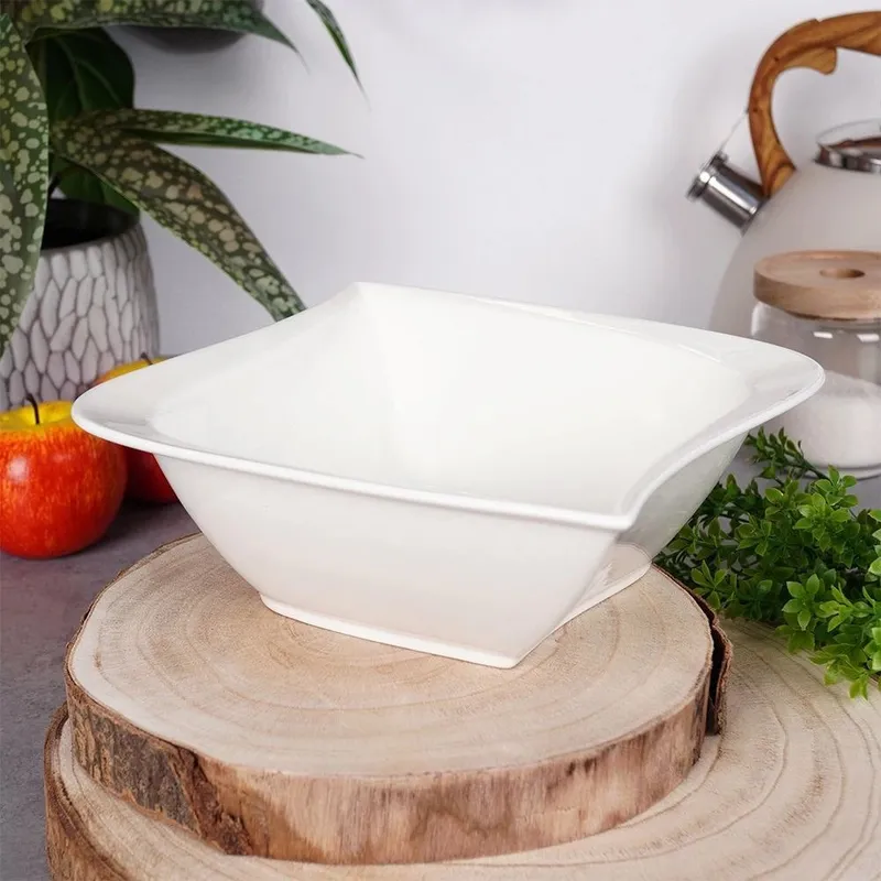 Miska Sałatkowa Porcelanowa Do Serwowania Podawania 21,5 x 21,5 cm MEBLIVA