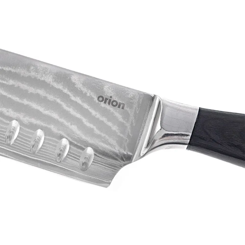 Nóż Santoku 31 cm Stal Damasceńska Drewniany Uchwyt Solidny Trwały MEBLIVA