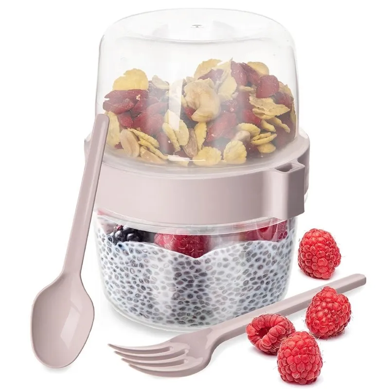 Kubek Pojemnik Na Jogurt Musli Lunchbo X 370 ml Z Łyżeczką 13,5 cm MEBLIVA