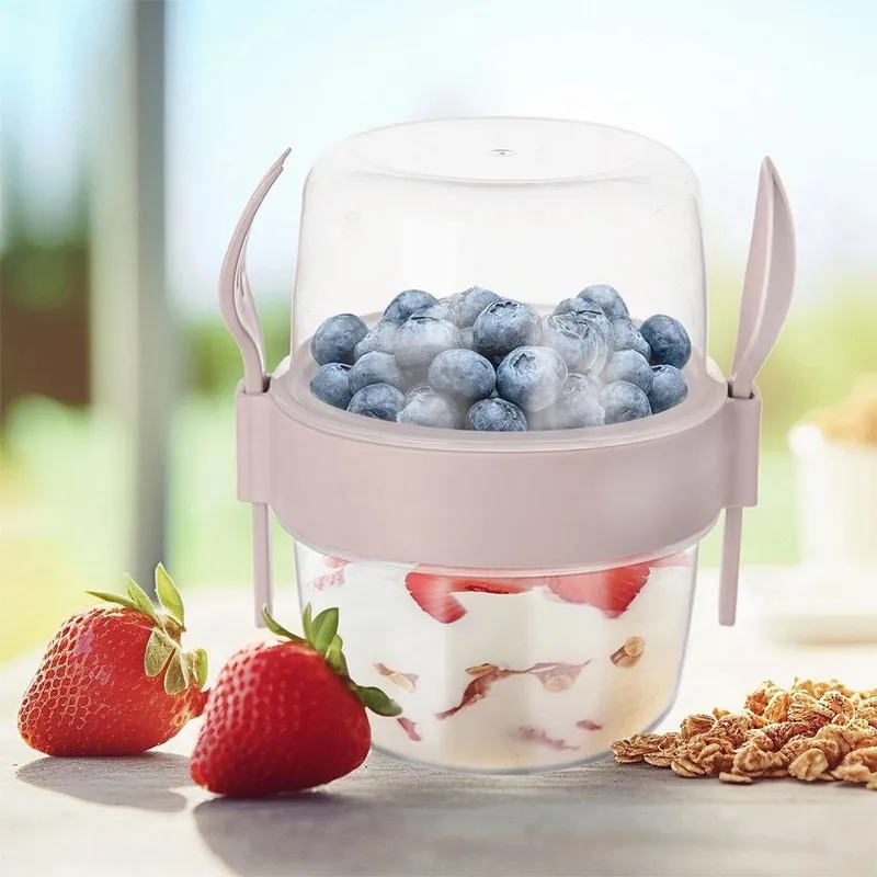 Kubek Pojemnik Na Jogurt Musli Lunchbo X 370 ml Z Łyżeczką 13,5 cm MEBLIVA