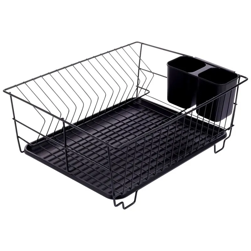 Suszarka Do Naczyń Na Talerze Sztućce Pojemna 40 x 33 x 17 MEBLIVA - Czarna