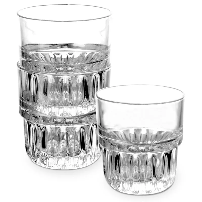 Szklanka Do Napojów Wody Sztaplowana Żłobione Dno 200 ml MEBLIVA