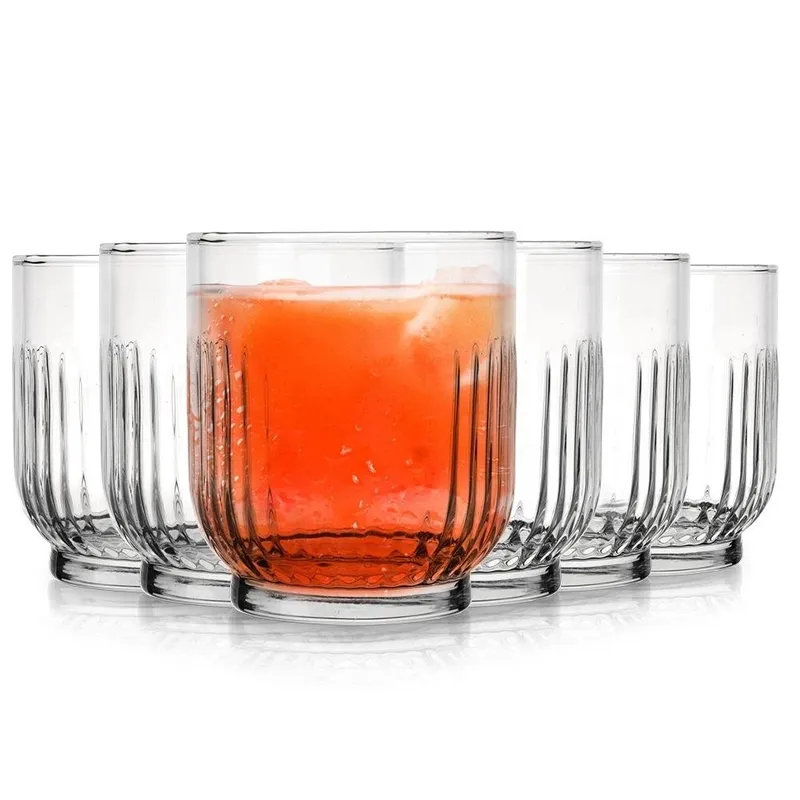 Szklanki Zestaw 6 szt. 300 ml Do Whisky Zdobione Do Zmywarki MEBLIVA