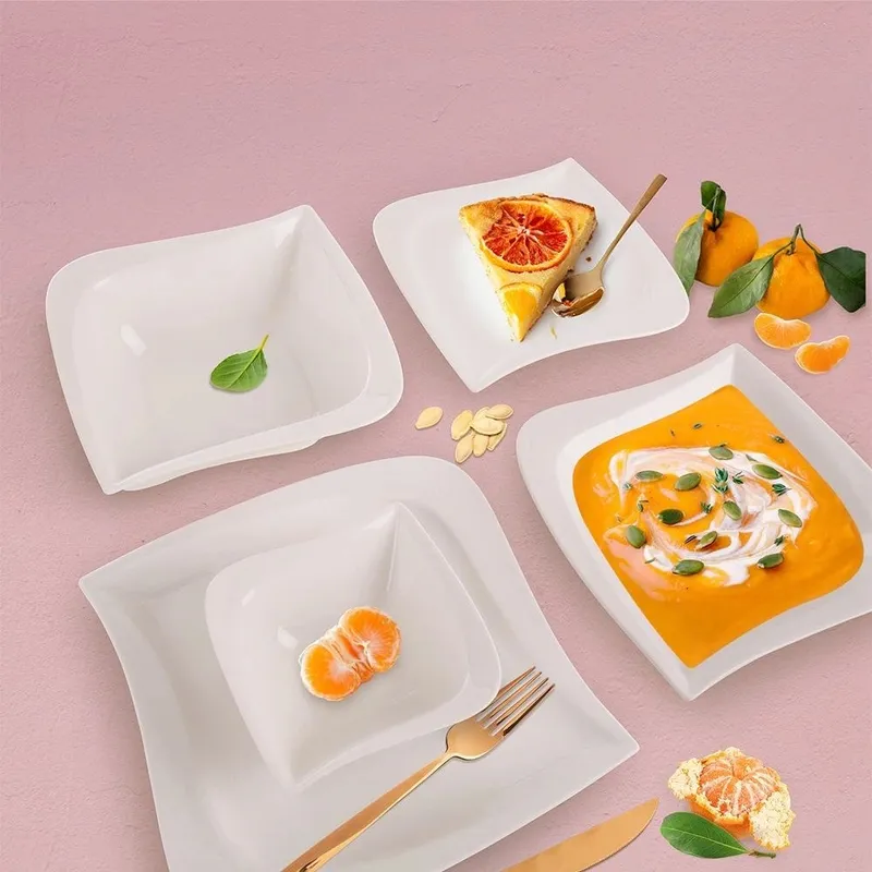 Talerz Deserowy Porcelanowy Dekoracyjny Ozdobny Elegancki MEBLIVA