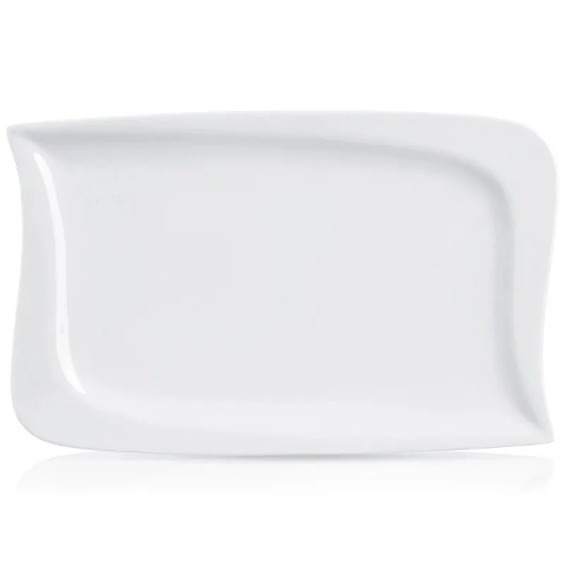 Talerz Do Serwowania Podawania Porcelanowy Ozdobny 28x18 cm MEBLIVA - Biały