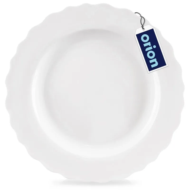 Talerz Obiadowy Płytki Porcelanowy MONA 24,5 cm Falowany Rant MEBLIVA