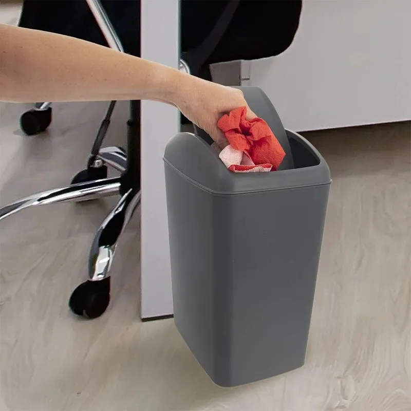 Kosz Na Śmieci Plastikowy 10 l Wytrzymały I Pojemny MEBLIVA - Szary