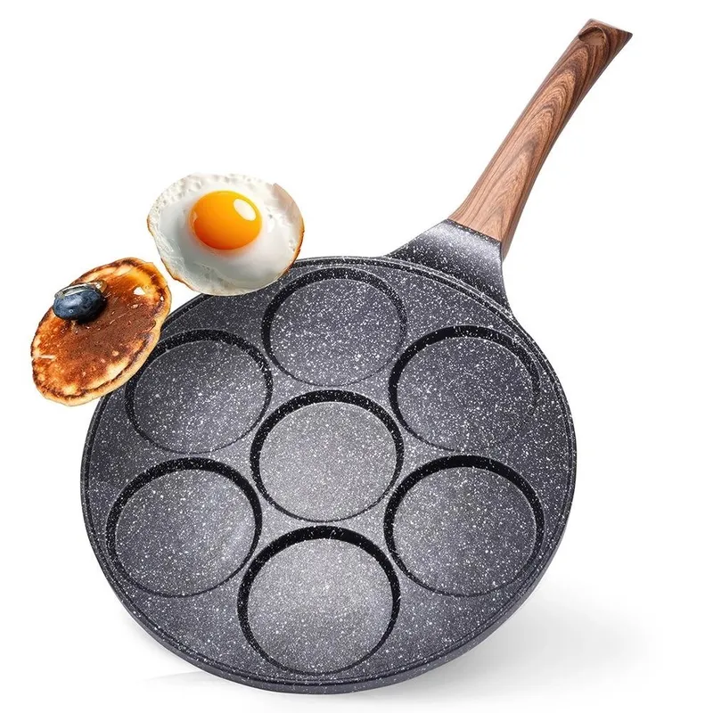 Patelnia Do Jajek Granitowa 7 Otworów 26 cm Black&Wood Indukcja MEBLIVA