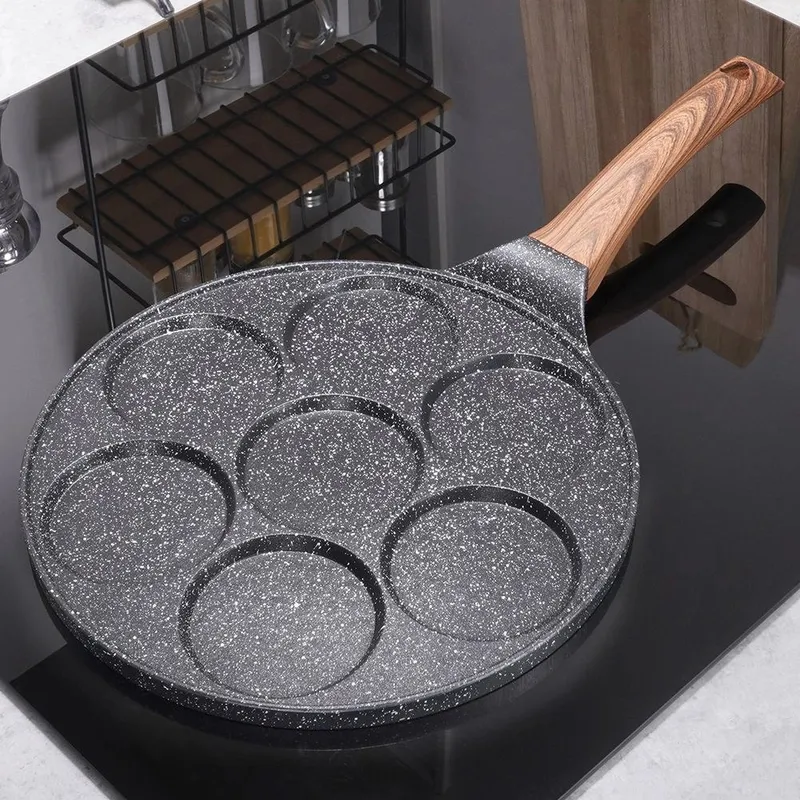 Patelnia Do Jajek Granitowa 7 Otworów 26 cm Black&Wood Indukcja MEBLIVA