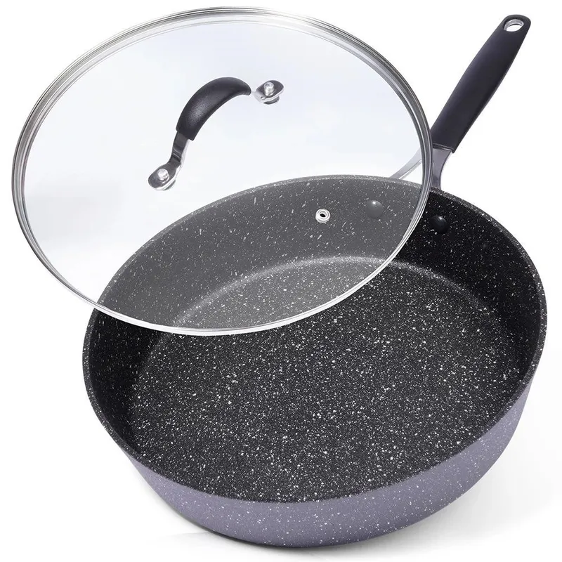 Patelnia Granitowa Z Pokrywką 28 cm Stoner Indukcja Piekarnik MEBLIVA