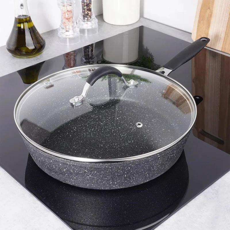Patelnia Granitowa Z Pokrywką 28 cm Stoner Indukcja Piekarnik MEBLIVA