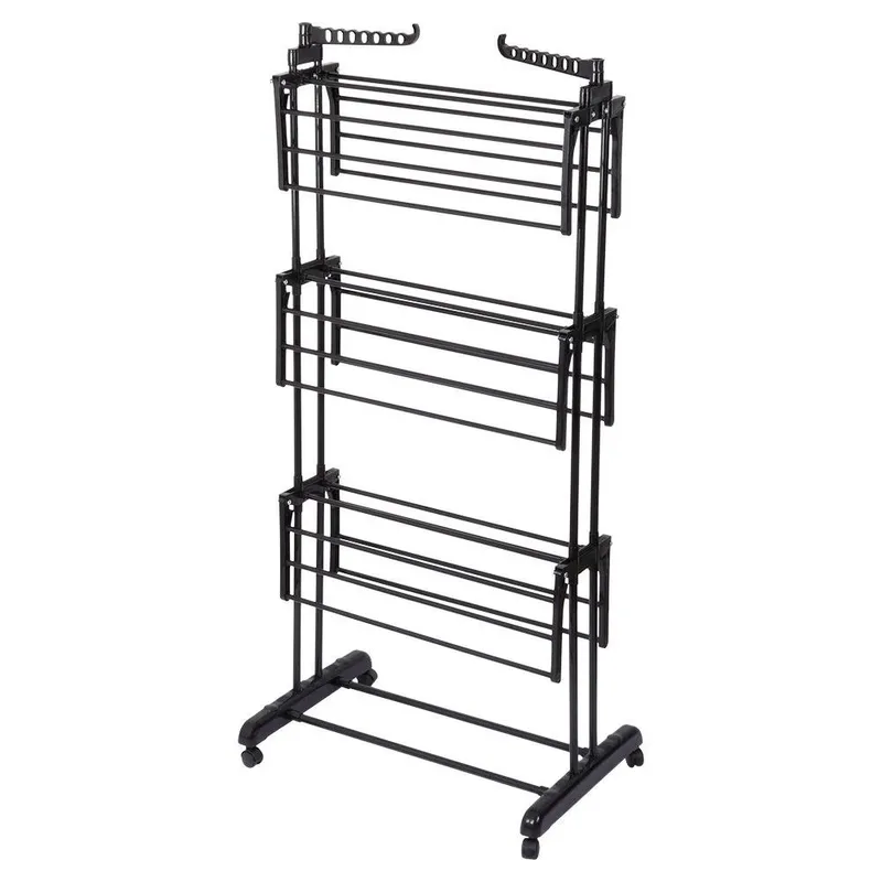 Suszarka Na Pranie Metalowa Pionowa Na Kółkach 125x170 cm MEBLIVA - Czarna