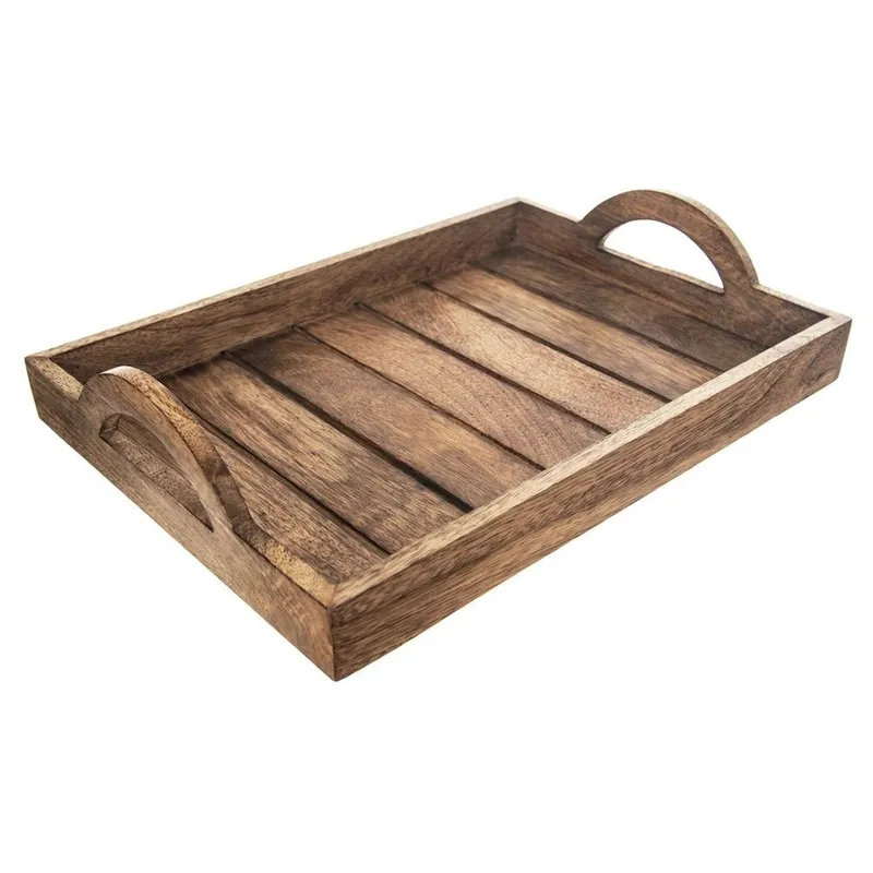 Taca Do Serwowania Przekąsek Drewniana Prostokątna 35,5 x 25,5 cm MEBLIVA