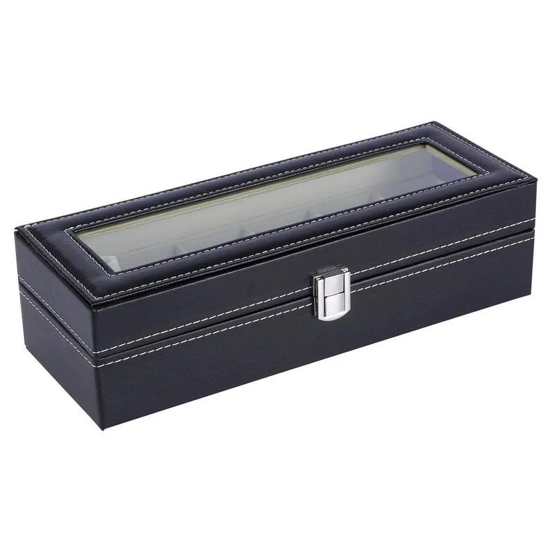 Pudełko Szkatułka Na Zegarki Etui 6 Miejsc 305 x 11 x 8 cm MEBLIVA - Czarne