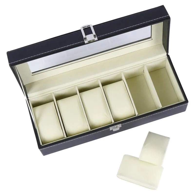 Pudełko Szkatułka Na Zegarki Etui 6 Miejsc 305 x 11 x 8 cm MEBLIVA - Czarne