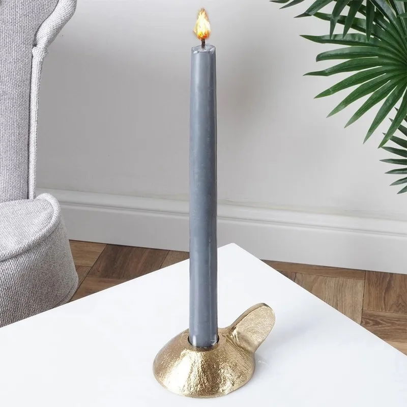 Świecznik Na Długą Świecę Aluminium HOME STYLING COLLECTION MEBLIVA - Złoty