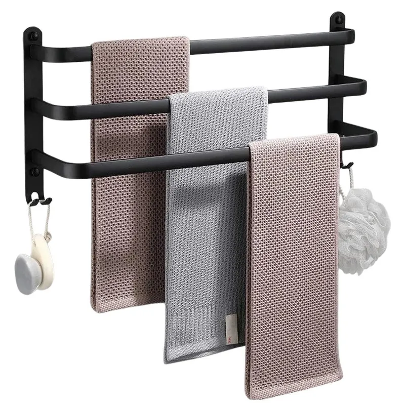Wieszak Na Ręczniki Łazienkowy Ścienny Aluminiowy 40x15x23 MEBLIVA - Czarny