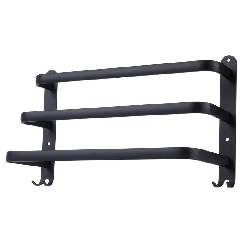 Wieszak Na Ręczniki Łazienkowy Ścienny Aluminiowy 40x15x23 MEBLIVA - Czarny