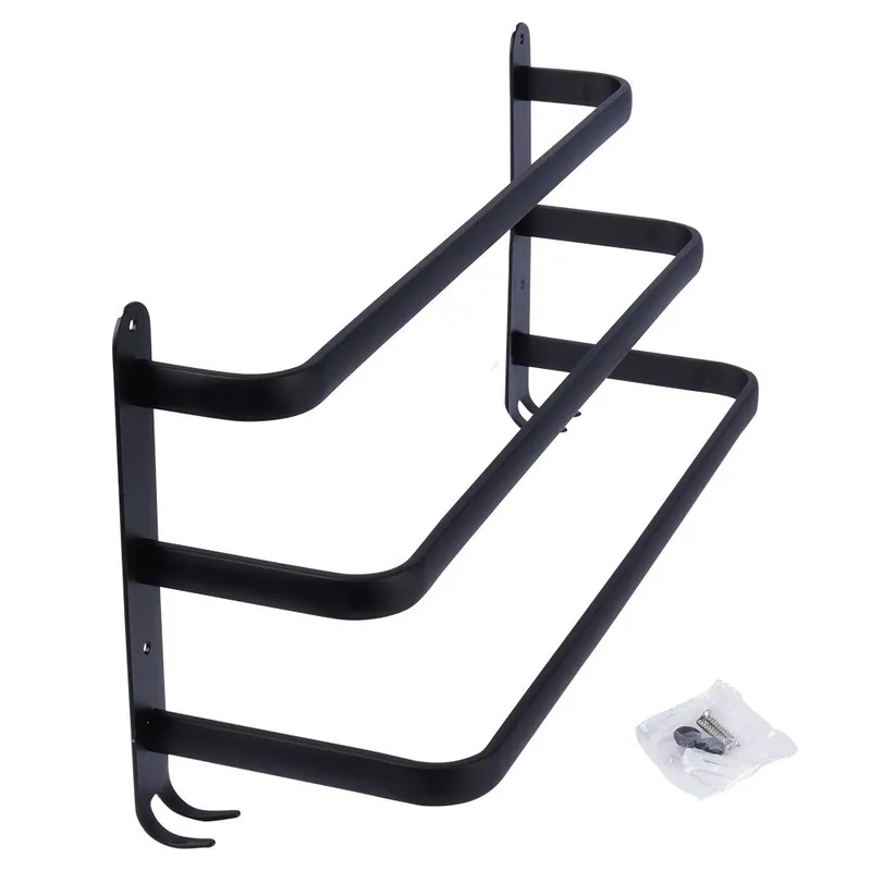 Wieszak Na Ręczniki Ścienny Aluminiowy Mocny 50 cm MEBLIVA - Czarny