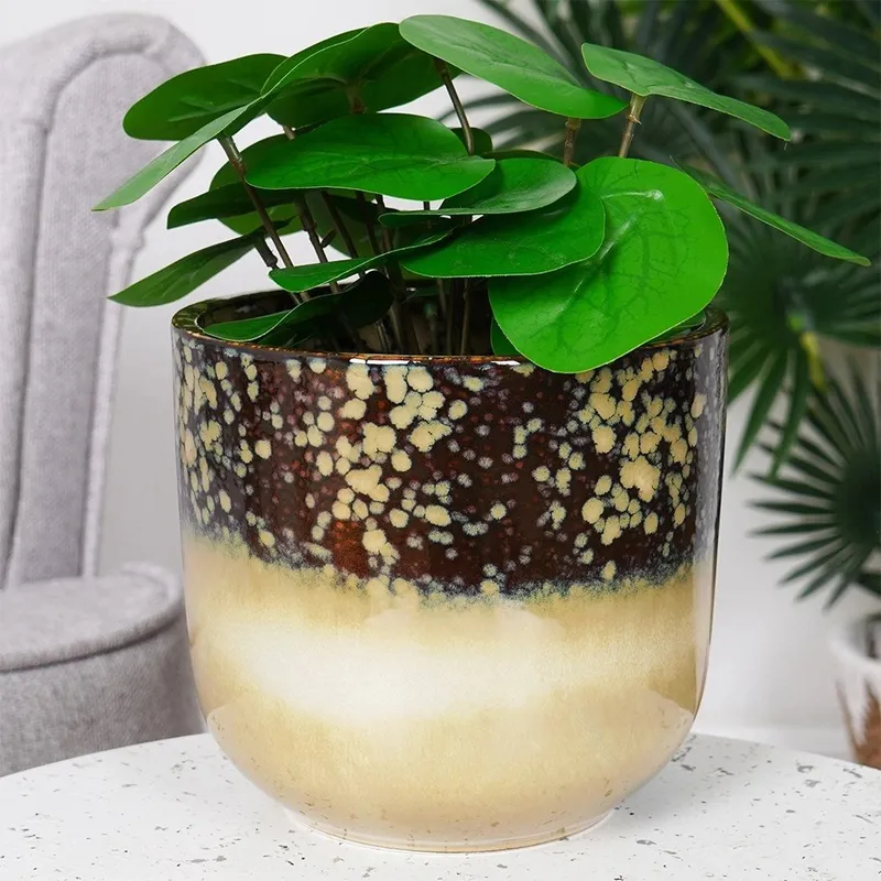 Doniczka Porcelanowa Szkliwiona Glazurowana Ozdobna Stylowa 17,5 cm GARDIVA