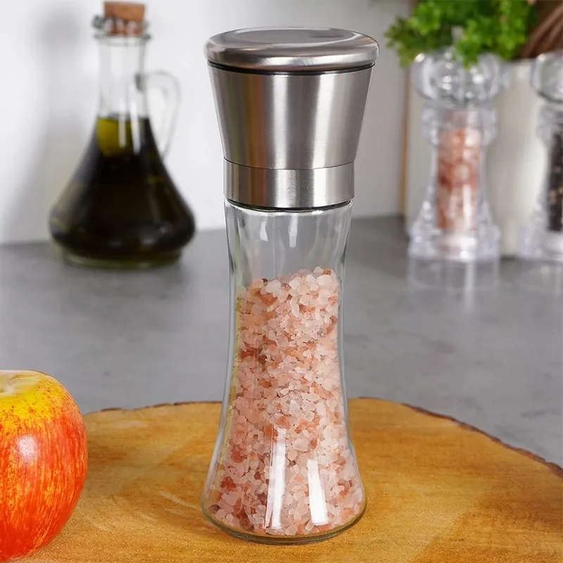 Młynek Ręczny Do Pieprzu Soli Szklany 19 cm Stal EXCELLENT MEBLIVA